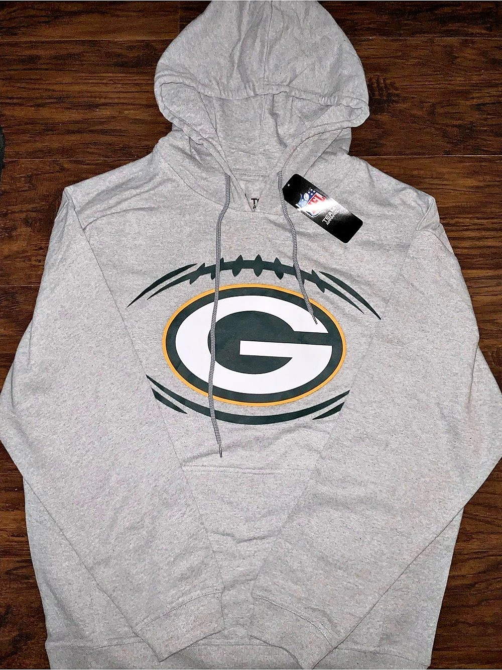 NFL Team Apparel Green Bay Packers Pullover Hoodie Gray Size Large NWT
